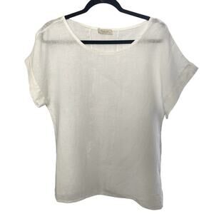 Crisp White Linen Made in Italy Bella Umbra Top, Minimalist, Lagenlook, Boho S